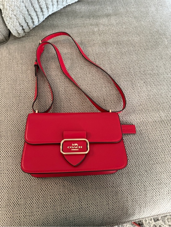 Coach Handbags - Coach Red Leather Crossbody Shoulder Bag with Gold-Tone Buckle